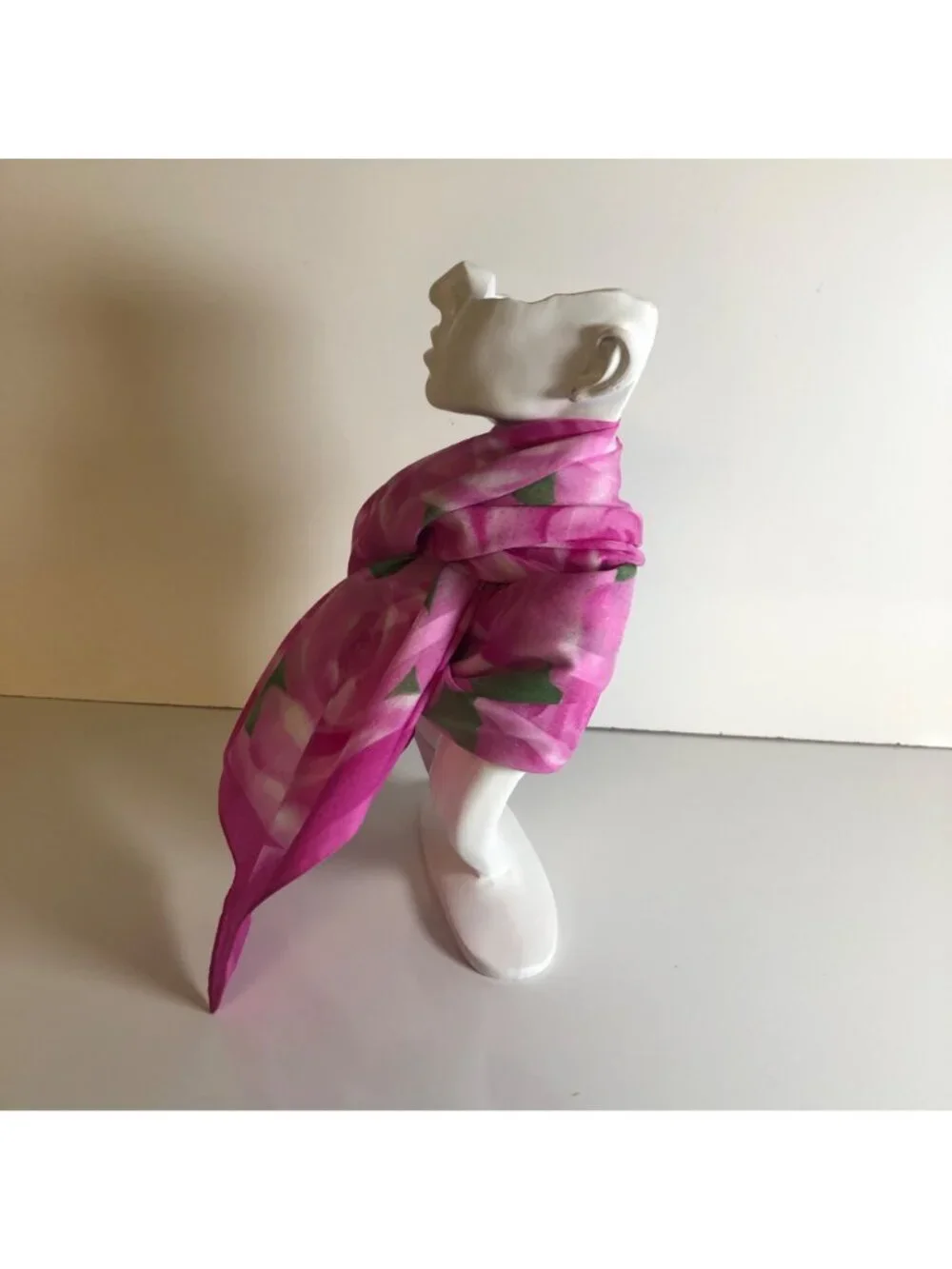Liz Sinclair Pink Rose Floral Scarf Made In Italy Framed Edge Square 30x30